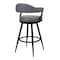 Armen Living Justin 30" Bar Height Swivel Vintage Gray Faux Leather Bar Stool with Black Metal Legs LCJTBABLVG30 - alternate 2